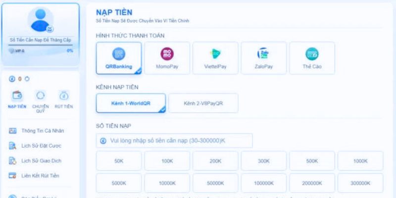 Thực hiện nạp tiền nhà cái FB68 